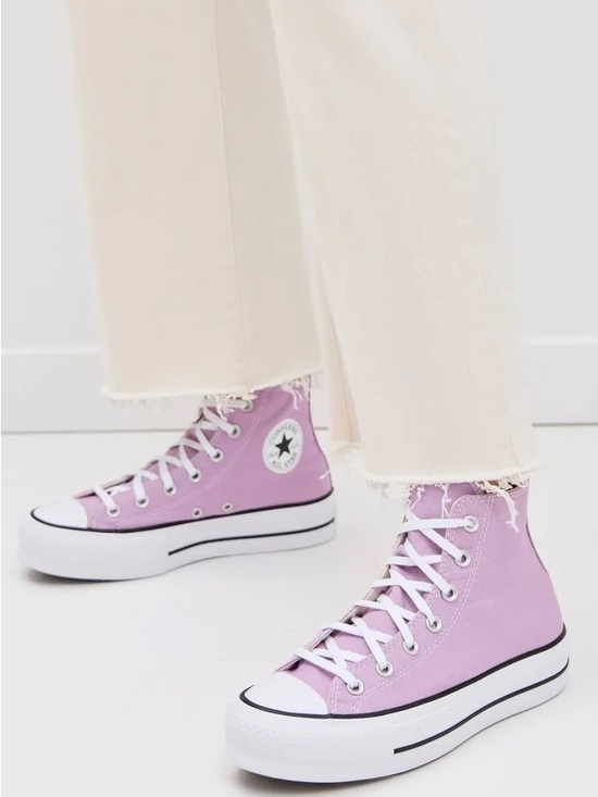 Converse Shoes - Chuck Taylor All Star Lift Platform Canvas High Tops in Amethyst and White
